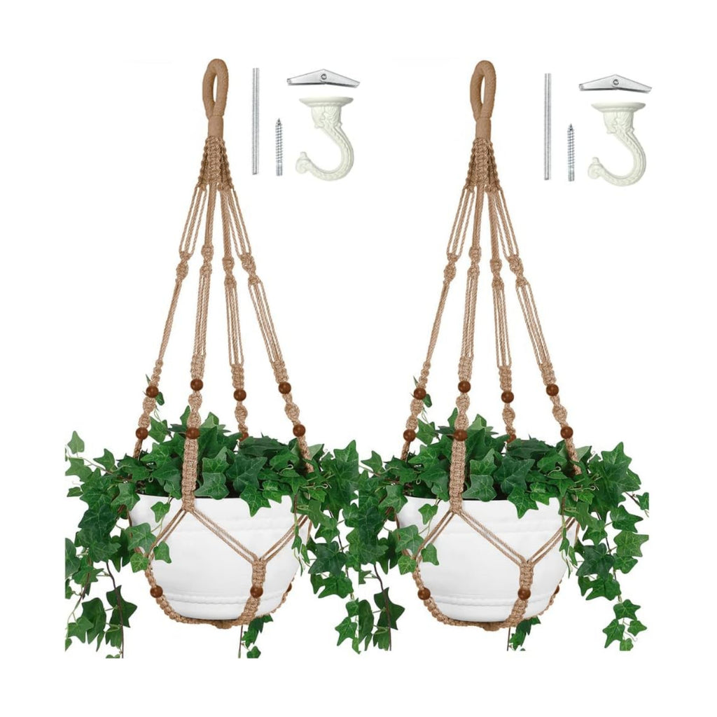 2 Pack Macrame Plant Hanger Large for 12 inch Pot, Large Plant Hanger | Large Macrame Plant Hanger, Long & Outdoor