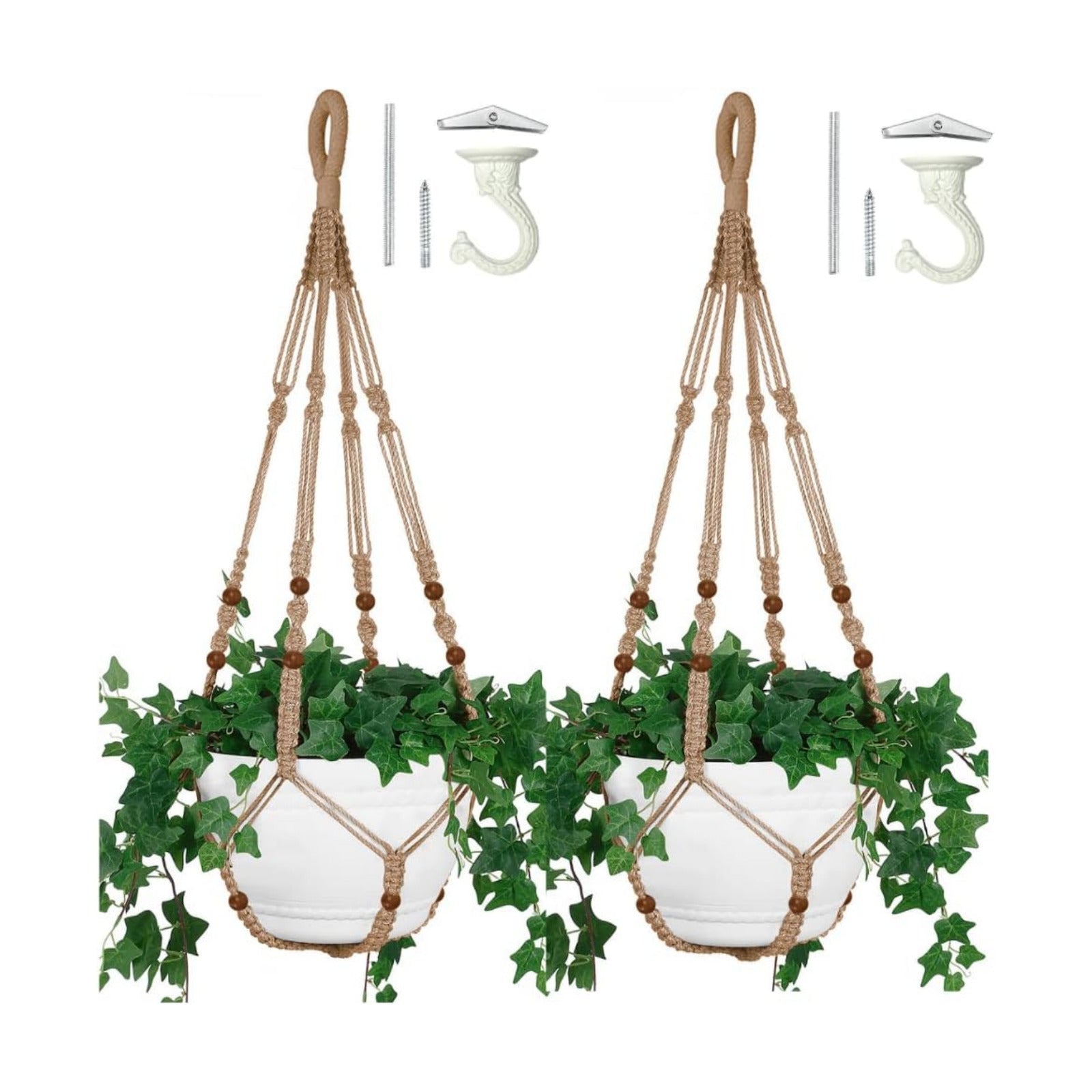 2 Pack Macrame Plant Hanger Large for 12 inch Pot, Large Plant Hanger | Large Macrame Plant Hanger, Long & Outdoor