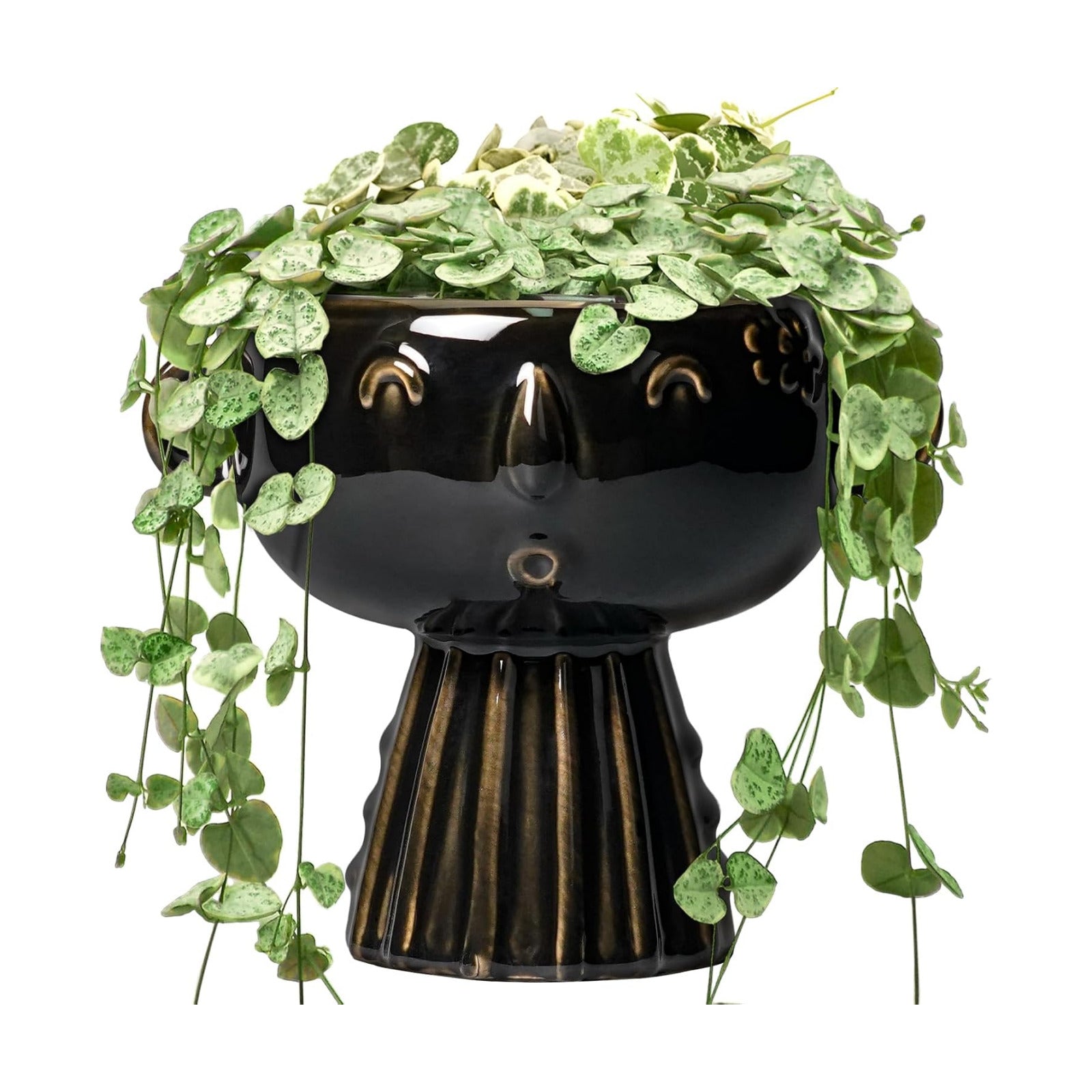 Head Planter 7 Inch - Ceramic Face Planters with Drainage Hole, Funny Succulent Pots for Indoor Outdoor, Cute