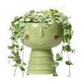 Face Planter Pots Head - 7 Inch Ceramic Succulent Plant Pots with Drainage Hole, Cute Head Planters for Indoor Outdoor