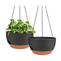 12 Inch Self Watering Hanging Planters with Removable Reservoir, 2 Pack | Drainage Holes, Metal Chain, for