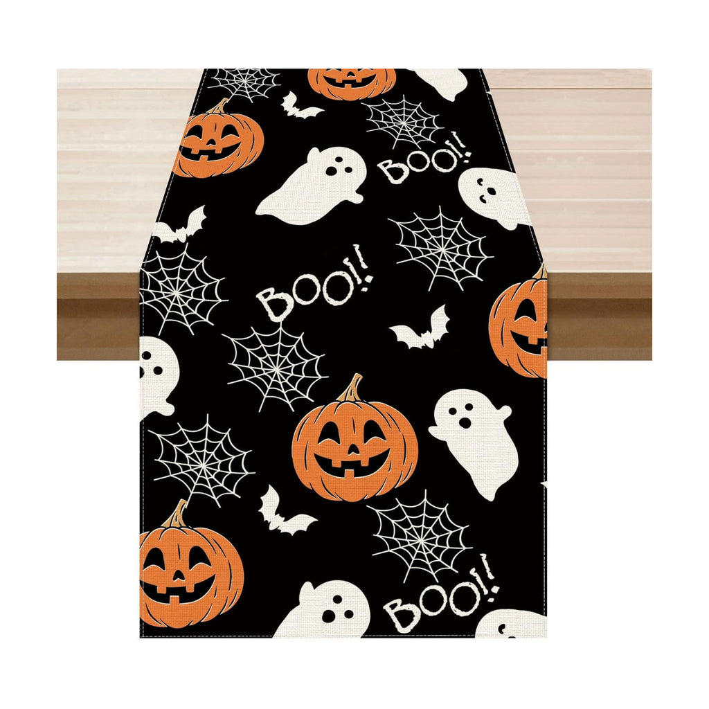 XCHI Halloween Ghost Pumpkin Table Runner for Table Decoration 13x108 Inch