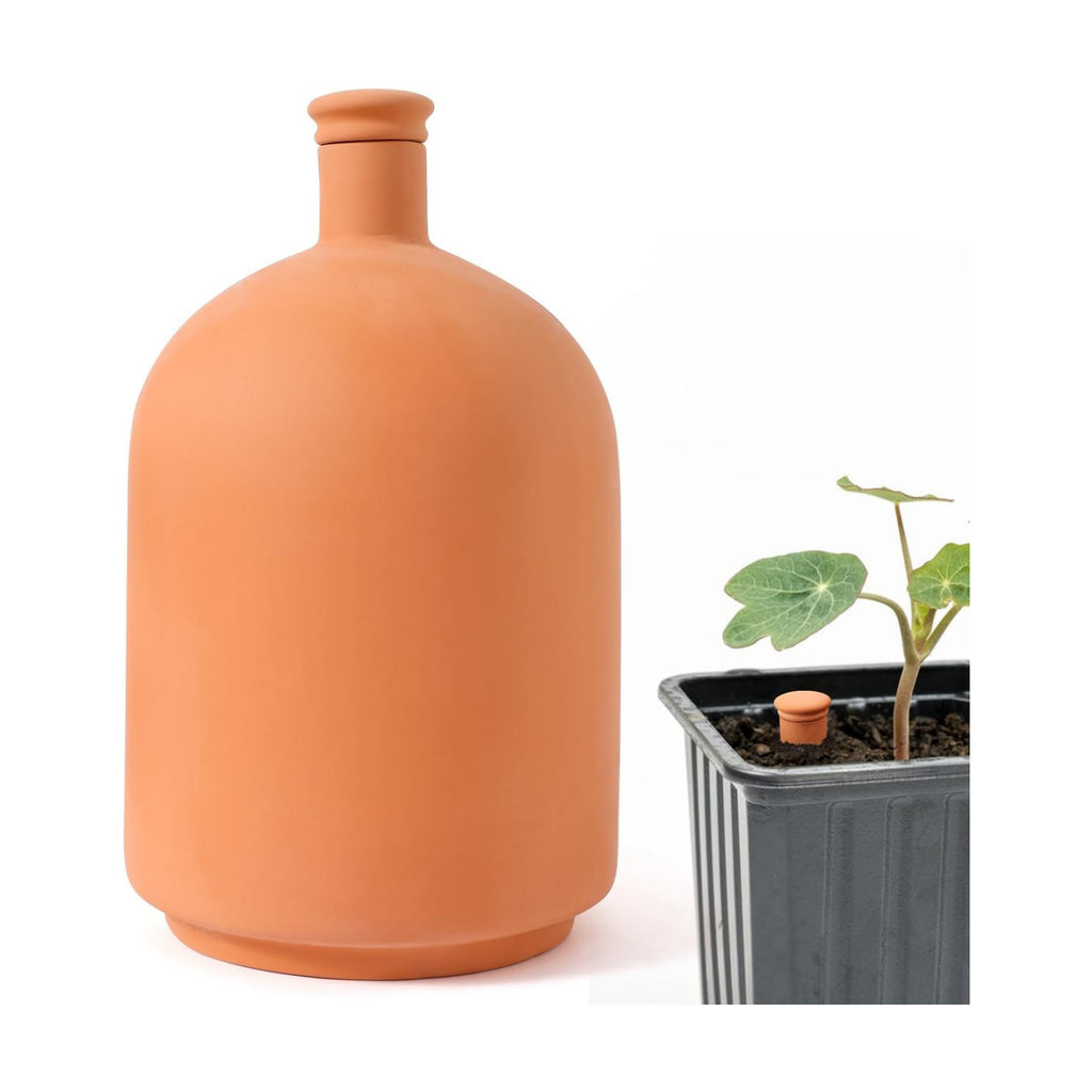 10*6in Ollas Clay Watering Pot with lid Terra Cotta Clay Irrigation Plant Watering Globes with Top Storage Pool Plant