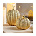 FESTGLOX Pumpkin Fall Decor Indoor, 2Pcs Resin Gold Pumpkin for Decorating