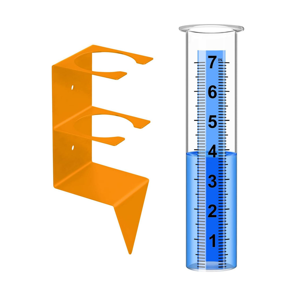 Rain Gauge Outdoor, 7" Capacity Large Rain Gauge Outdoors (Orange)