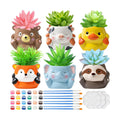 Chuangdi 6 Sets DIY Ceramic Succulent Pots Paint Animal Planters Unpainted Plant Flower Pot Paintable Ceramic Painting