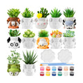 Chuangdi 12 Sets DIY Ceramics Succulent Animal Pots to Paint, Classic Style