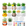 Chuangdi 12 Sets DIY Ceramics Succulent Animal Pots to Paint, Lovely Style