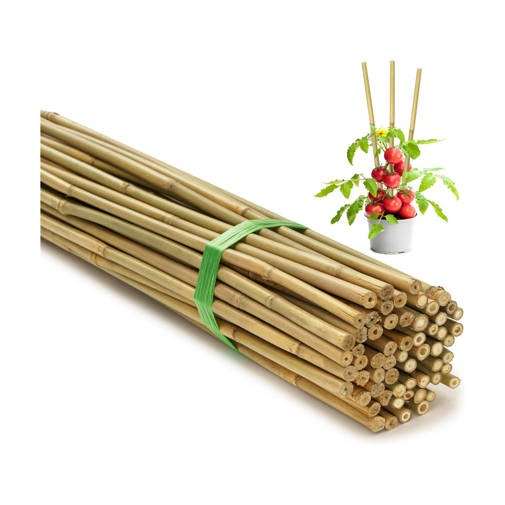 SWANGSA 75 Pack 5Ft (57.5inch) Garden Bamboo Stakes for Plant Support, Garden Poles for Tomatoes, Beans, Flowers