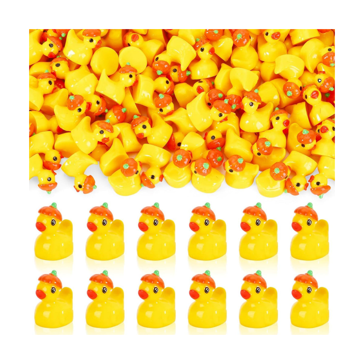 200Pcs Mini Pumpkin Ducks,Fall Halloween Mini Resin Ducks
