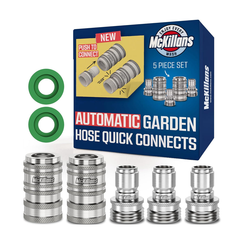 McKillans® 2025 Automatic Garden Hose Quick Connect [UNIVERSAL FIT] - Stainless Steel Quick Connect Hose Fittings