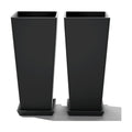 FENCY Set of 2 Tall Planters for Outdoor Plants, Black | 24 Inch Plant Pots with Drainage Hole & Trays, Plastic Tapered