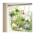 3-Tier Boho Window Plant Shelves with 35 Inch Macrame Plant Hanger | Indoor wood Hanging Plant Shelf, Holds Up to 20