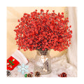 10Pcs Artificial Christmas Flowers Red Babys Breath Decoration for Home