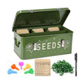 Seed Storage Organizer Box with 4 Compartments, Metal Seed Saving Container with Lockable Lid and Safety Locks