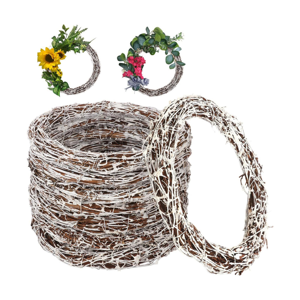 7 Pcs 12 inch Natural Grapevine Wreath Set