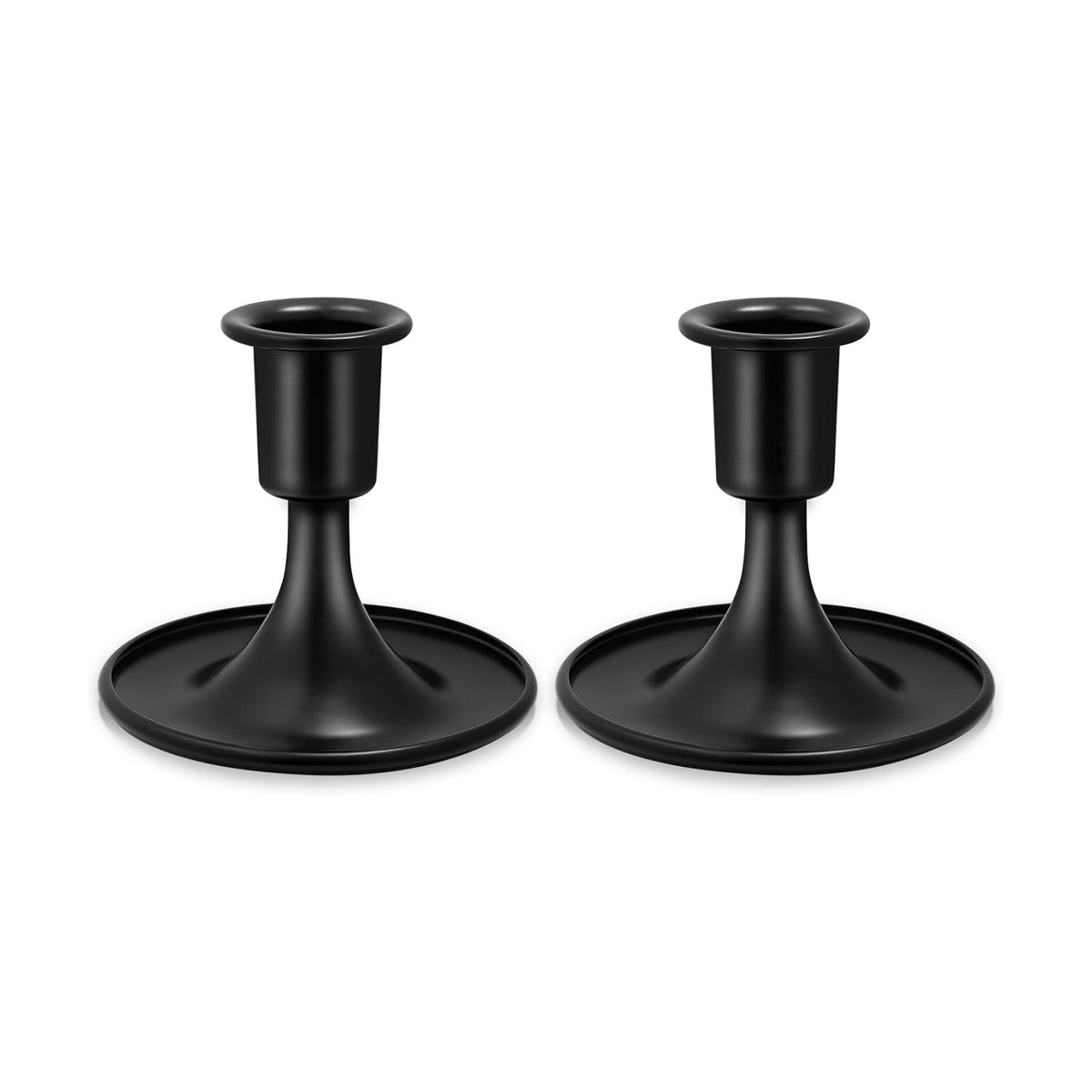 Candlestick Holders 2 PCS Short Metal Taper Candle Holders, KSWING Black Candle Stick Holders Set, Perfect for Table Centerpiece Mantel Party Wedding Christmas Home Decor, Set of 2