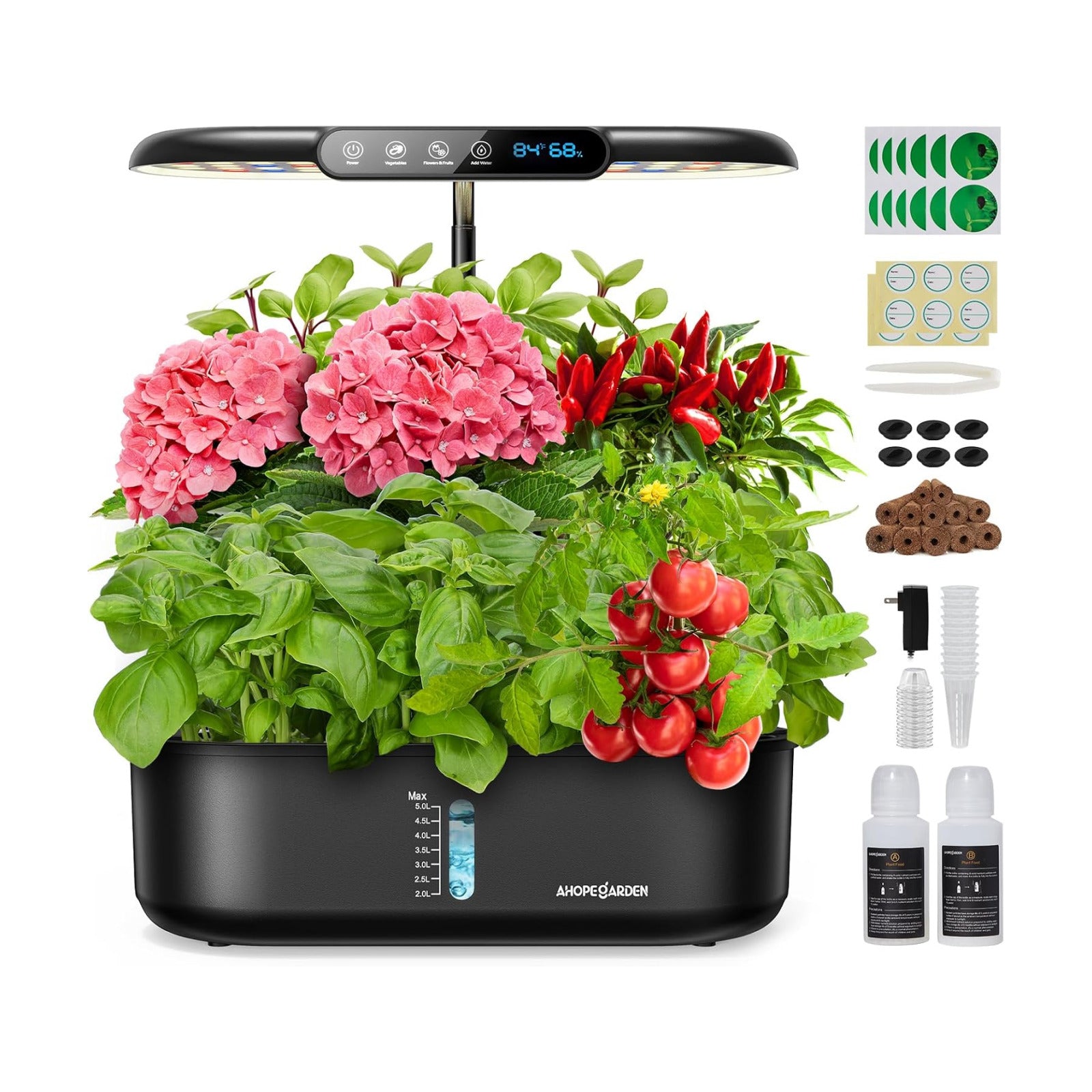 Hydroponics Growing System kit: Indoor Herb Garden - 12 Pods Plant Germination Kit with LCD Display and LED Grow Light
