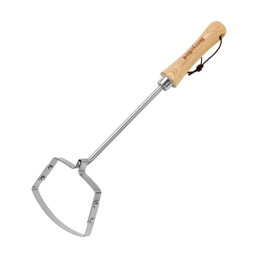 Berry&Bird Hula Weeding Hoe, 17.3'' Stainless Steel Stirrup Hoe Wood Grip | Dual sharp stainless steel blade, wood