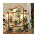 Bamworld Plant Stand Indoor with Grow Lights Wood Plant Shelf for Hanging Planter Pots Display Flower Stand for Living