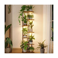 Bamworld Plant Stand with Grow Light for Indoor Plants Corner 7 Tier | Metal Plant Shelf Wood Flower Stand for Home
