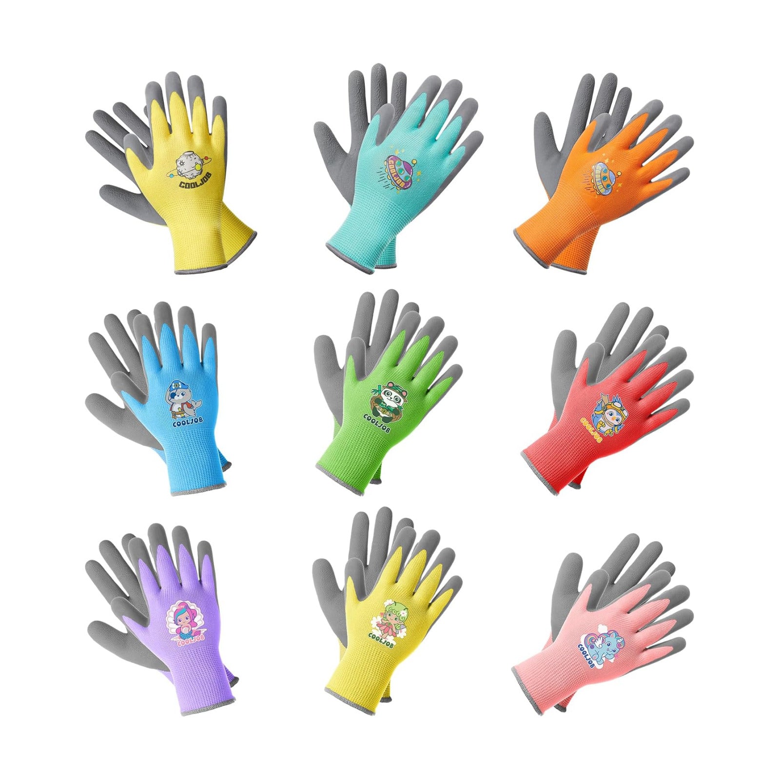 COOLJOB 36 Pairs Kids Gardening Gloves for Little Kid Age 9-12, Toddler Boys Girls Grippy Rubber Coated Children Work