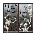 CCINEE Halloween Window Clings, Extra Large Spooky Skeletons and Bats Window Stickers for Home School Office Glass and Halloween Party Indoor Outdoor Decor, 4 Sheets