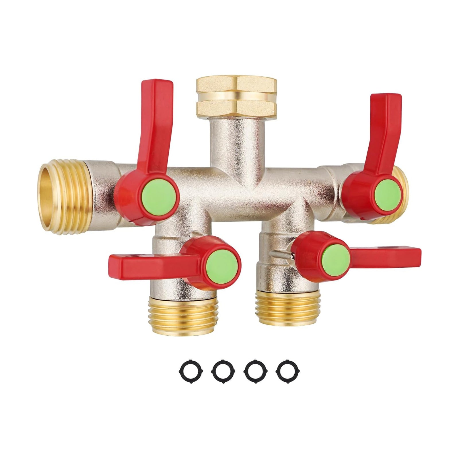 EJW Hose Splitter 4 Way, Garden Hose Splitters,Water Hose Splitters, Hose Bib Splitter, 4 Way Heavy Duty High Flow