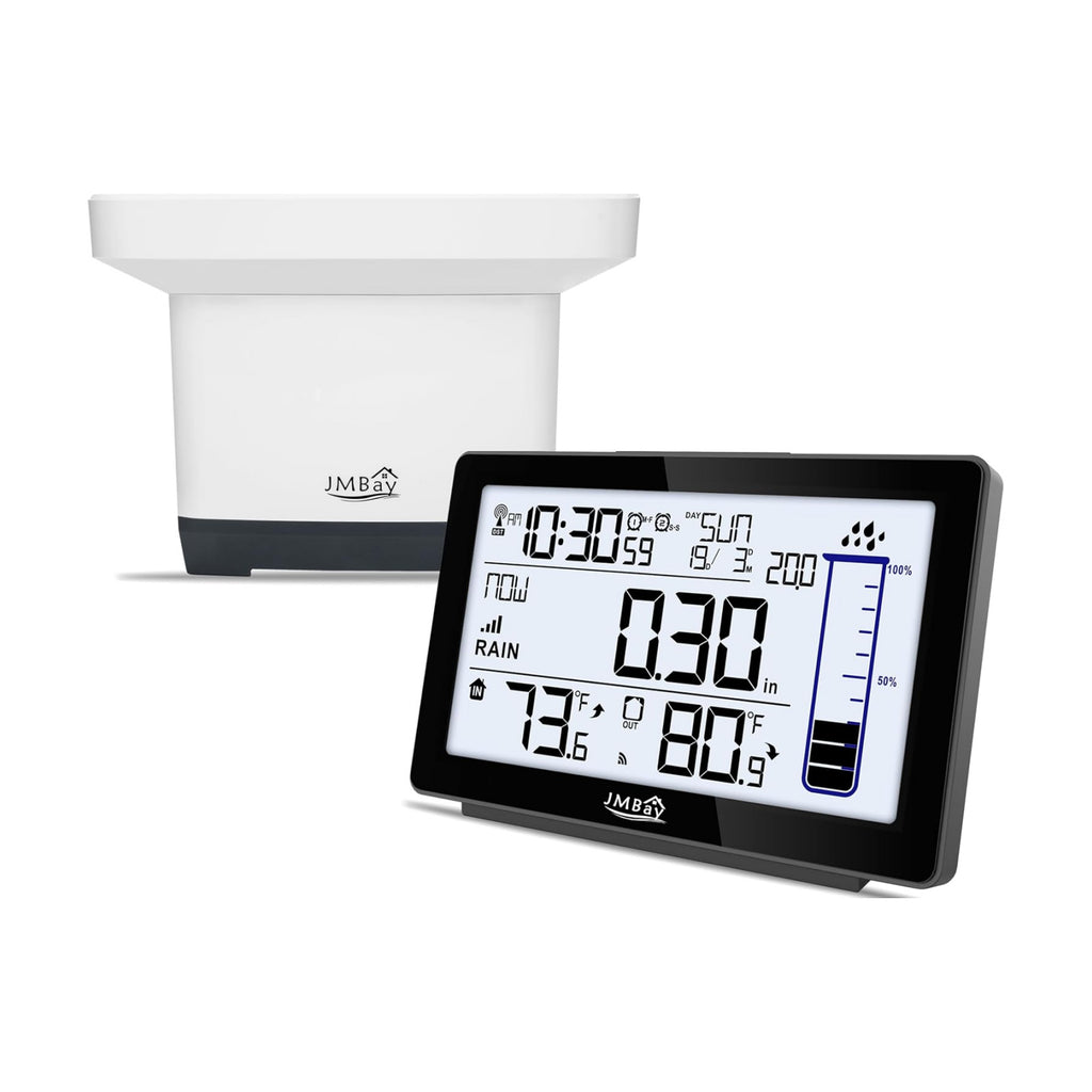 Wireless Rain Gauge Outdoor with Thermometer, High Accurate Digital Rain Gauges Outdoors Best Rated, Electronic Self-Emptying Remote Rain Collector, Freeze Proof Automatic Rain Measure Gauge for Yard