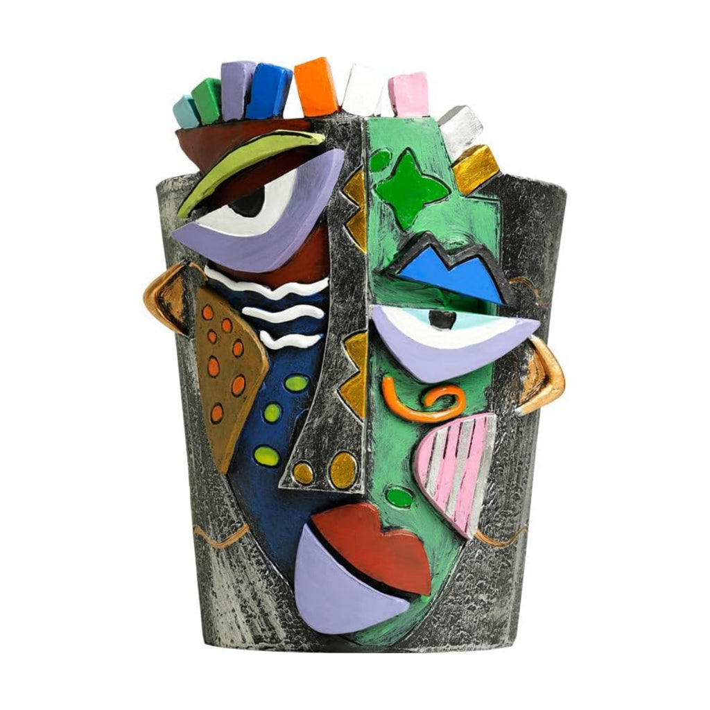 Picasso Face Planter Pots Abstract Art Colorful Flower Vase with Drainage Hole Unique Head Flower Pots for Home Balcony
