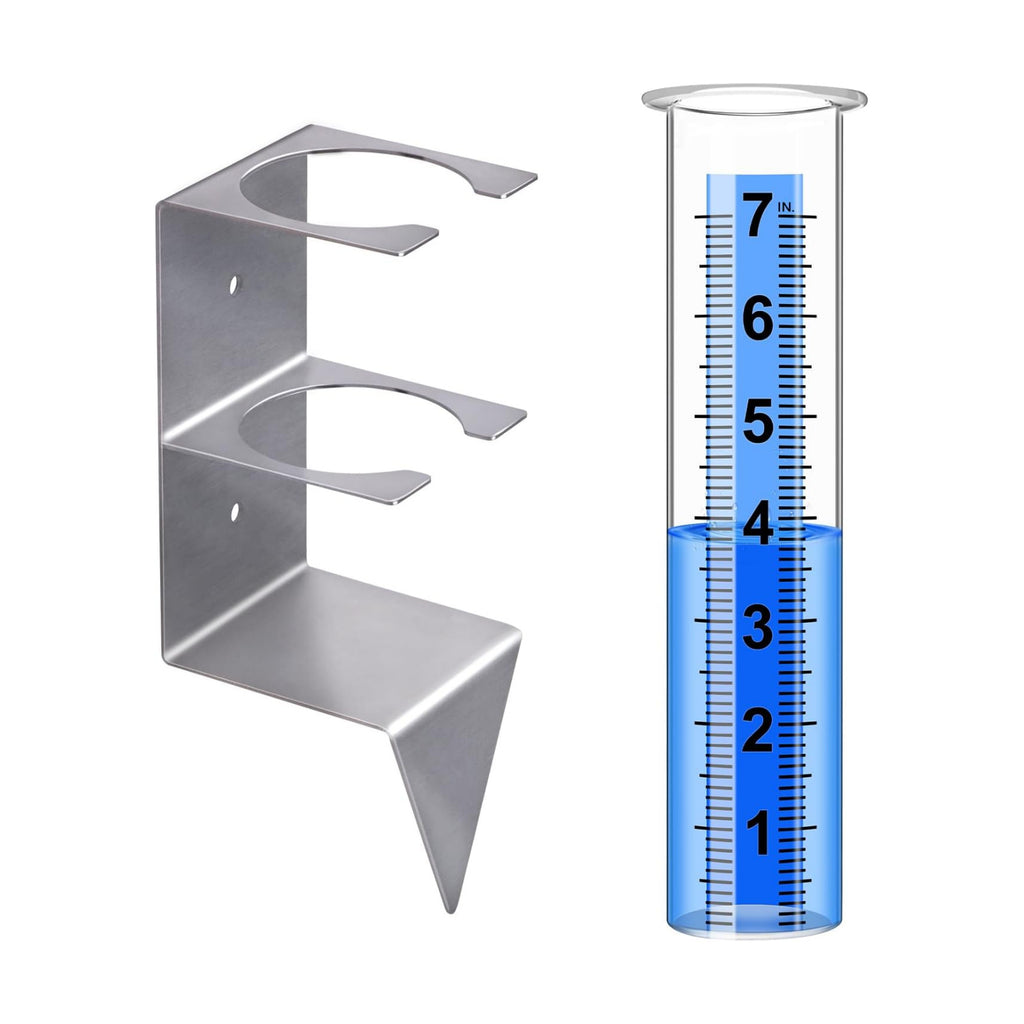 Rain Gauge Outdoor, 7" Capacity Large Rain Gauge Outdoors (Silver)