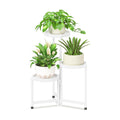 iDavosic.ly 3 Tier Folding Plant Stand Indoor Outdoor, Plastic Tray, White | Space Saving Tiered Corner Storage Display