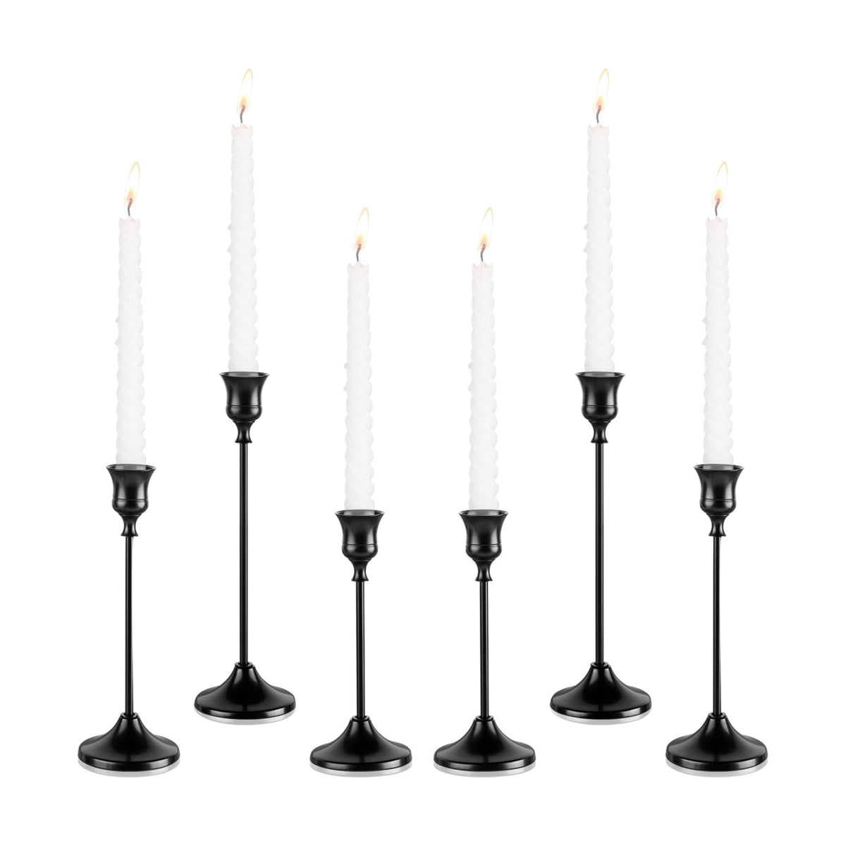 Candlestick Holders, 6PCS Metal Taper Candle Holder, Black Candle Holders for Candlesticks, Candle Holder for Wedding Fireplace Mantel Housewarming Gift