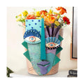 Mrlikale Abstract Face Planter Pots, Unique Head Planter with Drainage Hole | 6.4 Inch Hand-Painted Mask Flower Pot for