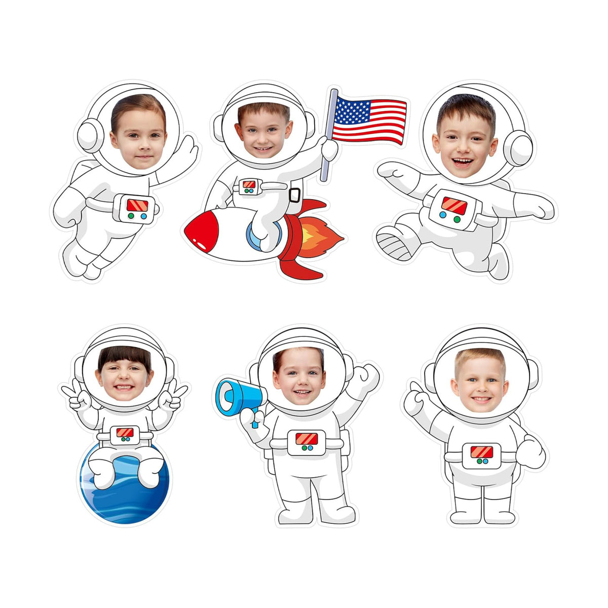 36 Outer Space Astronaut Cutouts with Photo Space for Bulletin Board Decor