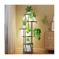 Plant Stand Indoor with Grow Light - 6-Tier Metal Plant Shelf with Hanging Basket Hook, Corner Tall Flower Holder for