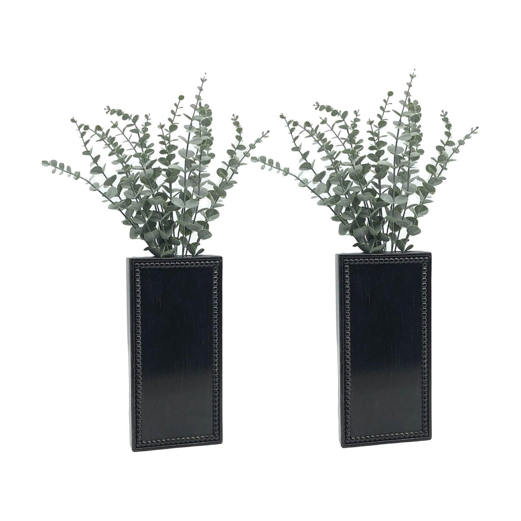 Wood Wall Planter Set of 2, Farmhouse Wall Hanging Decor Pocket Planter for Greenery and Dried Flowers, Rustic Indoor