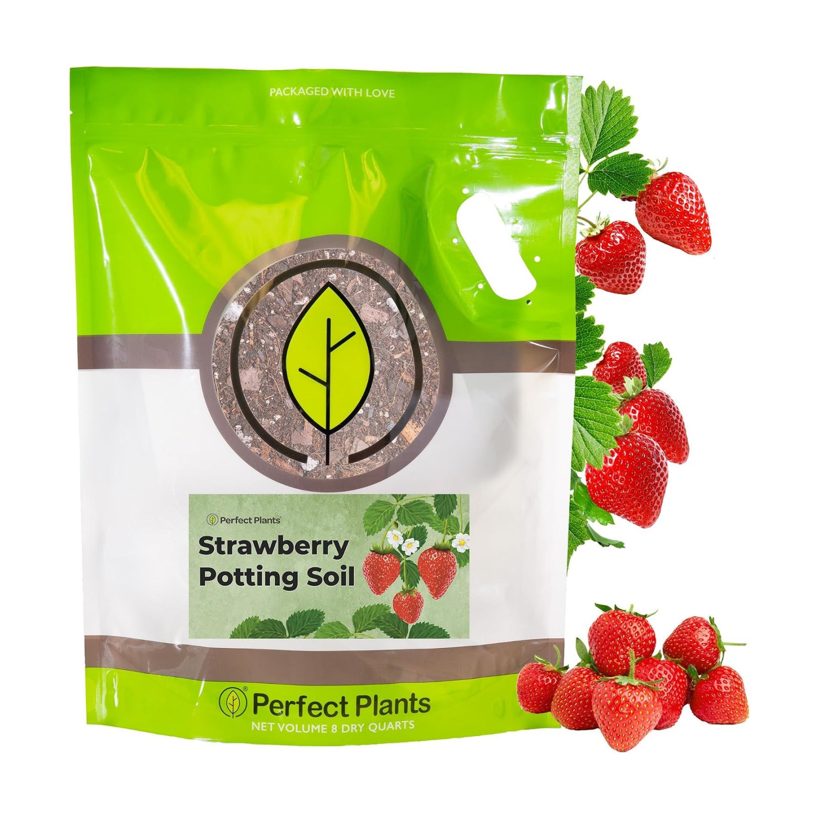 Perfect Plants Organic Strawberry Potting Soil, 8 qt, Fruit Plant Mix | Acidic blend of pine bark, granite sand and