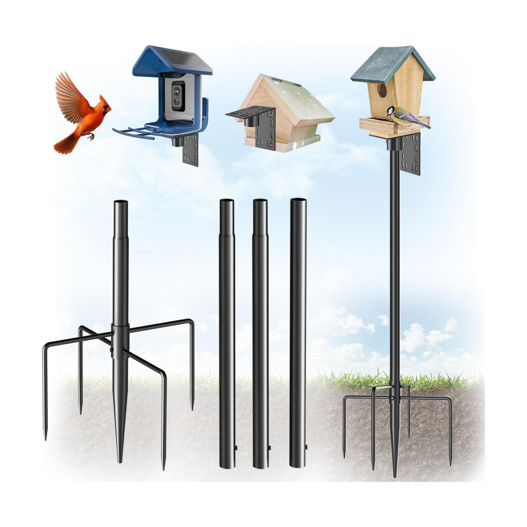 Onlyfly Bird Feeder Pole Stand – 60 Inch Height Feeding Station with 1-Inch Dia Heavy Duty for Hanging Feeders, 2026 Upgraded Bird House Pole Mount Kit for Outdoor, Slip-Fit Connection