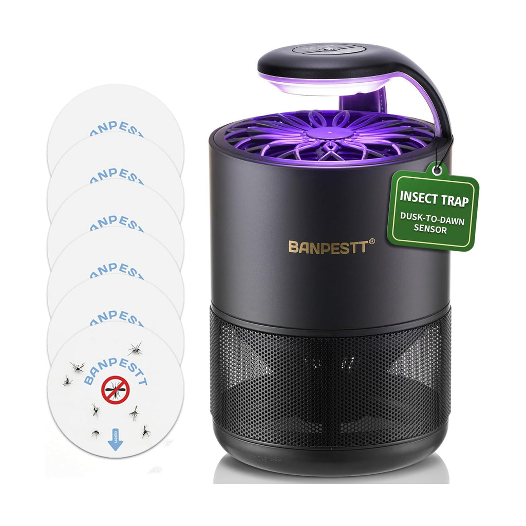 BANPESTT Indoor Insect Trap with Dusk-to-Dawn Sensor, US Adapter | Non-Zapper Suction Trap for Fruit Flies, Gnats