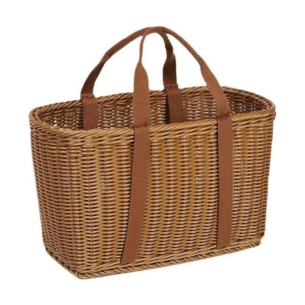 Wicker Shopping Basket with Handles – Reusable Handwoven Market Basket for Groceries, Farmers Market, Foraging, Picnic