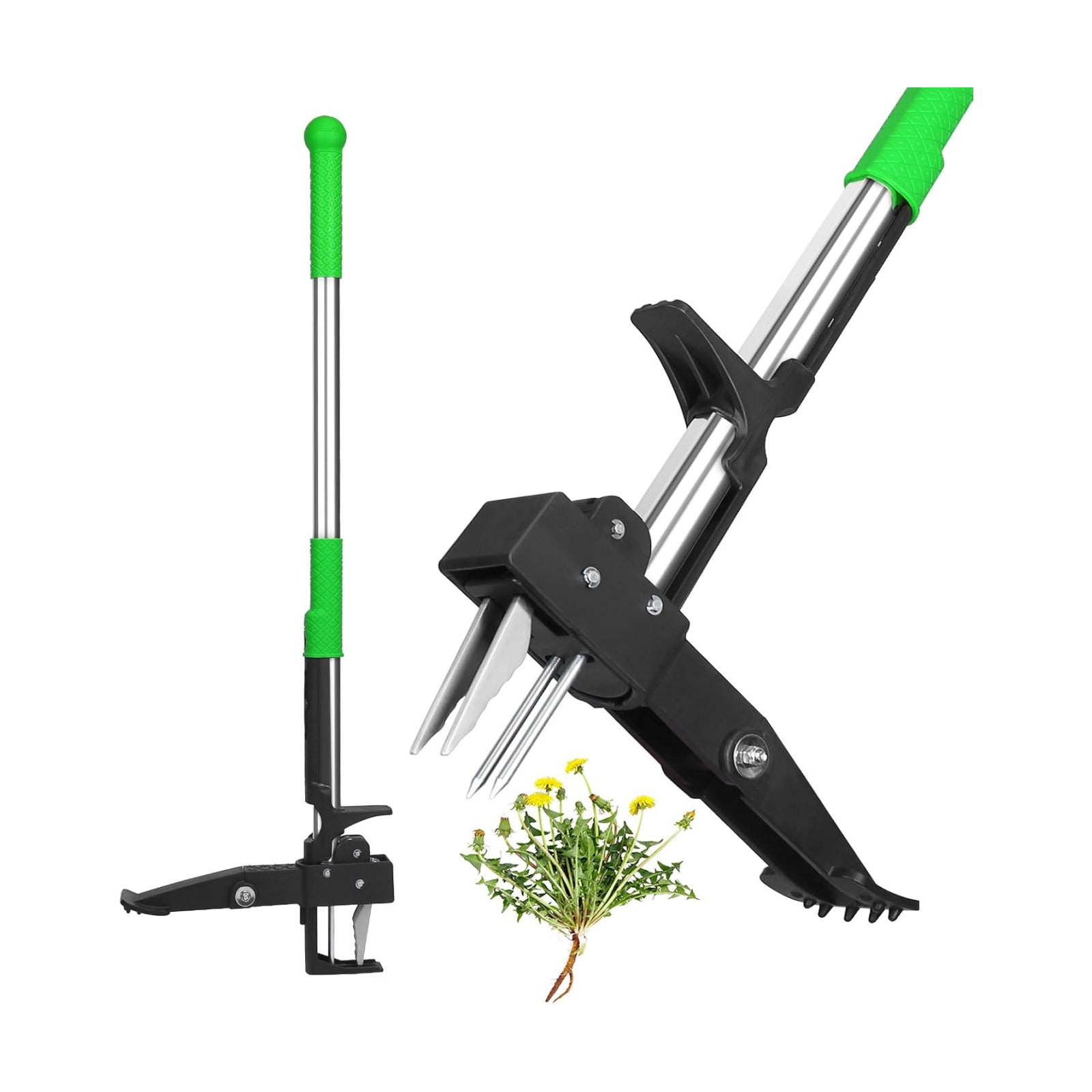 Weed Puller 38.97in Aluminum Weed Puller Stand Up Weeder Without Bending Kneeling Manual Weed Remover Tool with 4 Claws