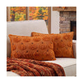 Fall Throw Pillow Covers 12x20 Set of 2 Rust Pumpkin Lumbar Covers