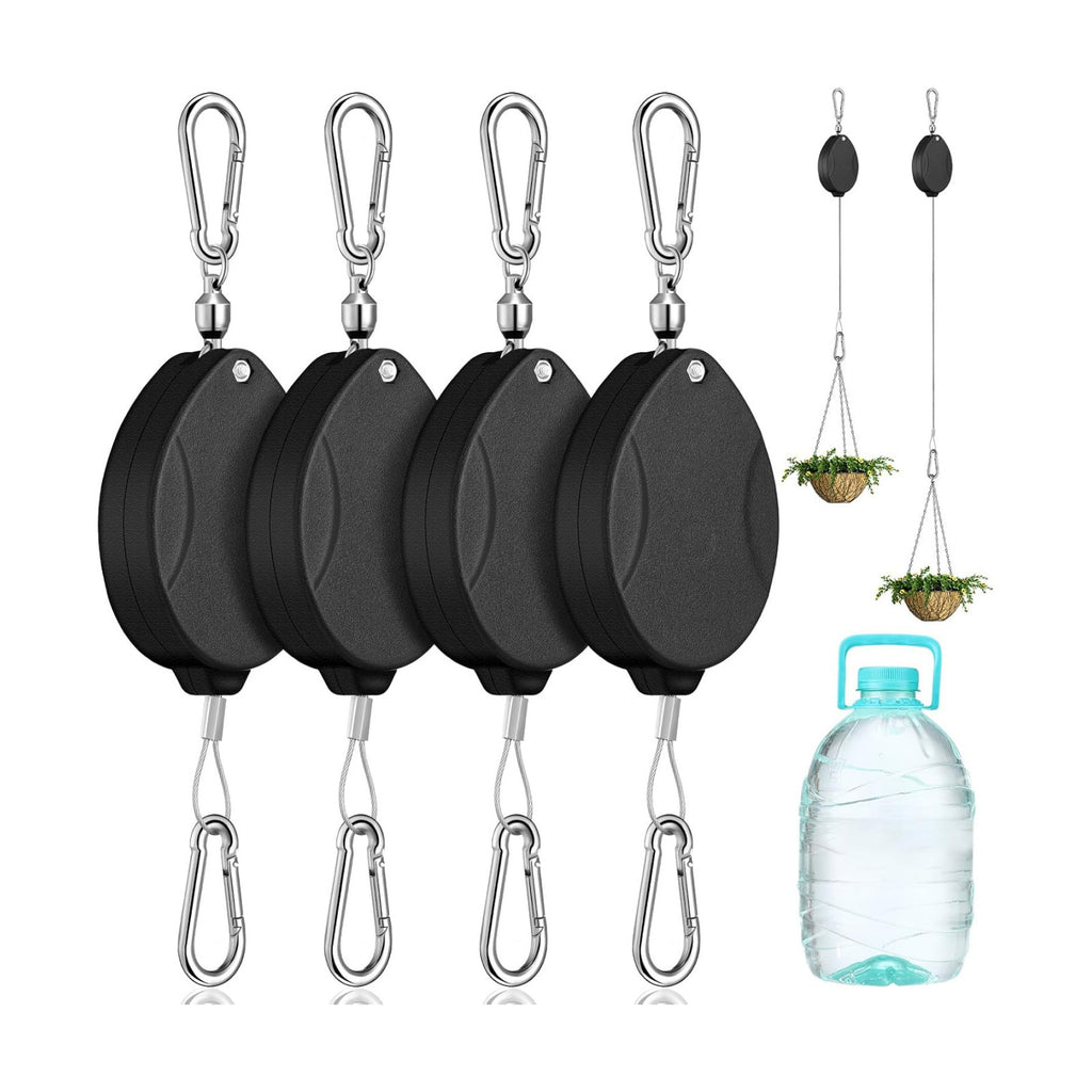 Leinuosen 4 Pack Upgraded Plant Pulleys for Hanging Plants Heavy Duty Retractable Plant Hanger, 304 Stainless Steel
