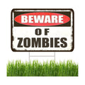 Large Beware of Zombies Danger Keep Out Halloween Yard Sign Home Outdoor Lawn Decoration With Stakes Scary Spooky Decor 17x13 Inches (Zombies)