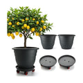 RooTrimmer 3 Pack 16 Inch Rolling Large Plant Pots | Heavy duty plastic planters with wheeled saucers and drainage