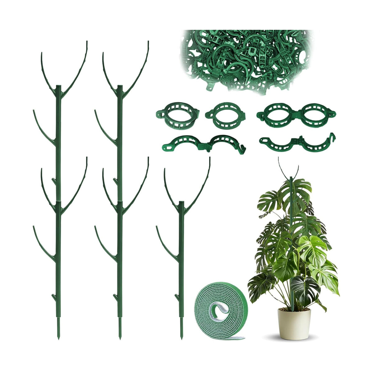 5 Pack Stackable Plant Support Stakes Indoor/Outdoor Support Pole