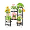 LASZOLA Plant Stand Indoor with 10 Inch Large Metal Tray, 7 Tier Black | Corner Tall Folding Flower Display Rack