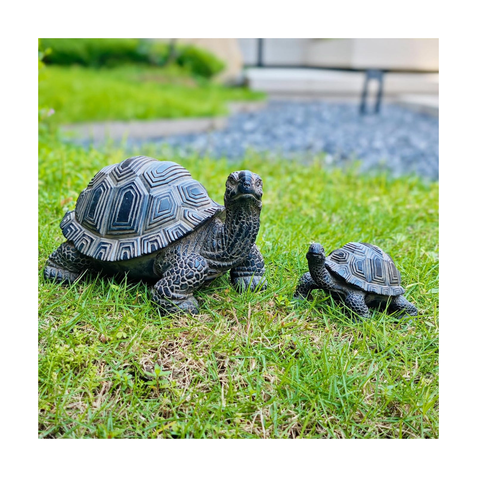 2 Pcs Turtle Outdoor Statue, Tortoise Garden Figurine, Resin Garden Turtles Outdoor Decor for Patio, Lawn, Yard, Pond