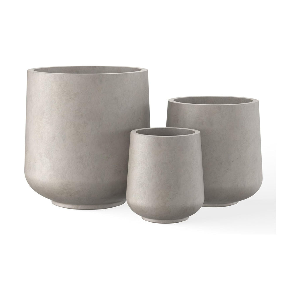 Kante Set of 3 Weathered Concrete Curved Round Planters for Modern Home | Handcrafted, Premium, Durable, All-Weather